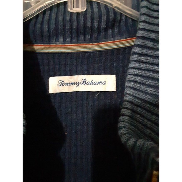 Tommy Bahama Men's Knit Ribbed Jacket Sweater Zip Up Cotton Blue Size XL TG - Picture 4 of 9
